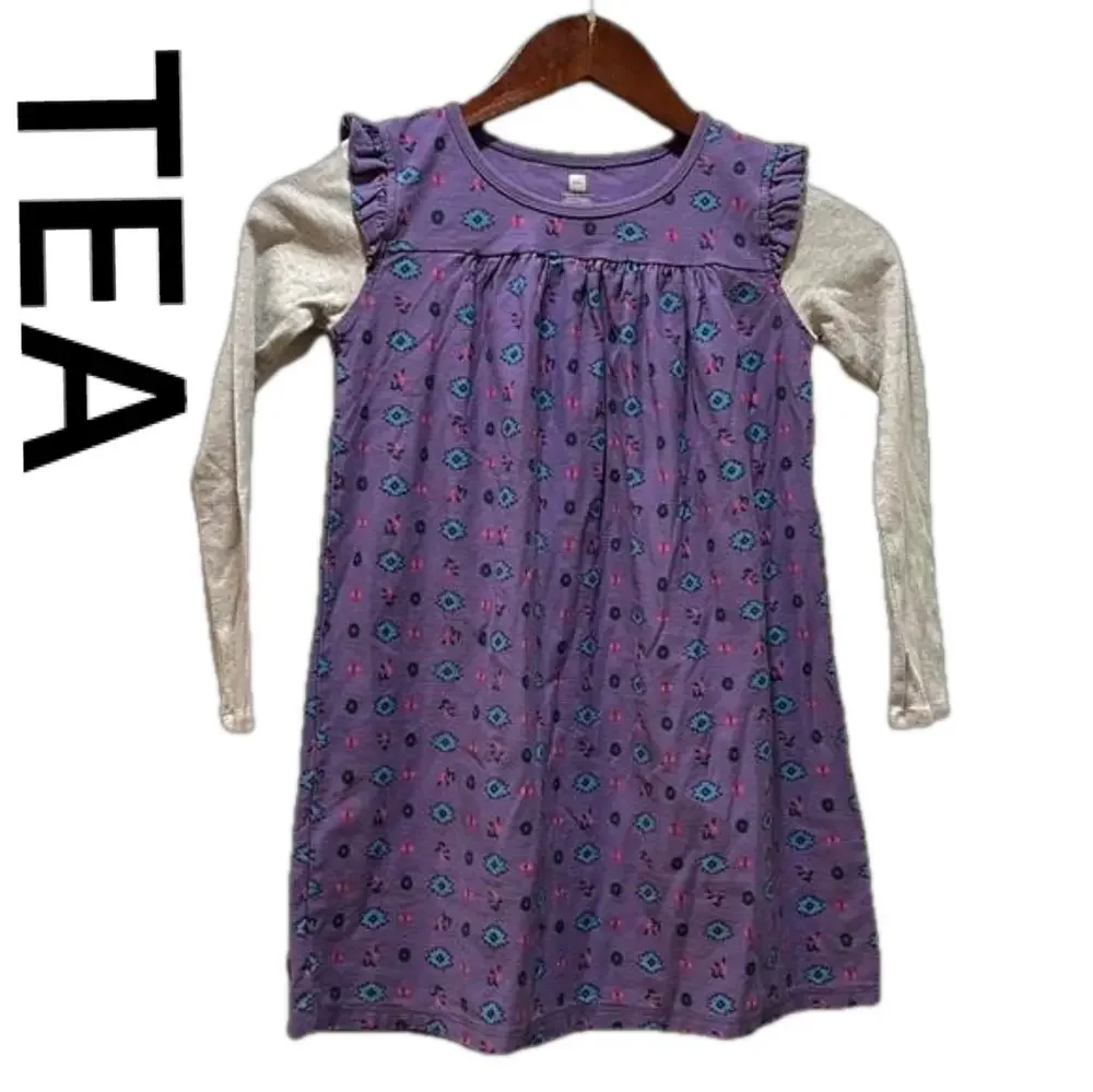 TEA beautiful flower dress girls size 8 GUC